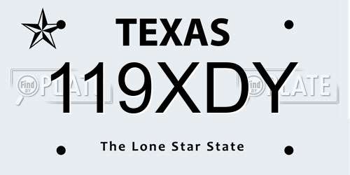 119XDY Texas License Plate