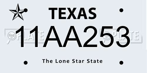 11AA253 Texas License Plate