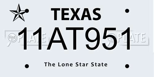 11AT951 Texas License Plate