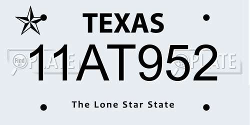 11AT952 Texas License Plate