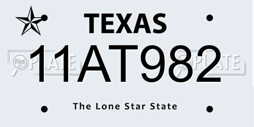 11AT982 Texas License Plate