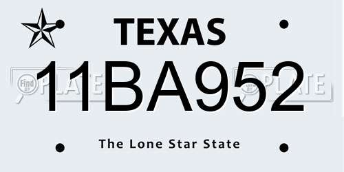 11BA952 Texas License Plate