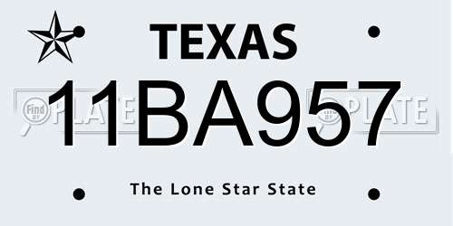 11BA957 Texas License Plate