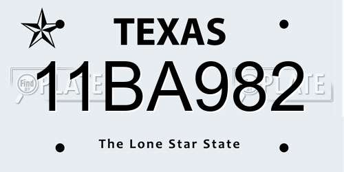 11BA982 Texas License Plate
