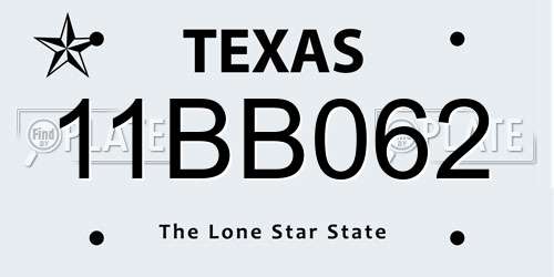 11BB062 Texas License Plate