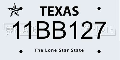 11BB127 Texas License Plate