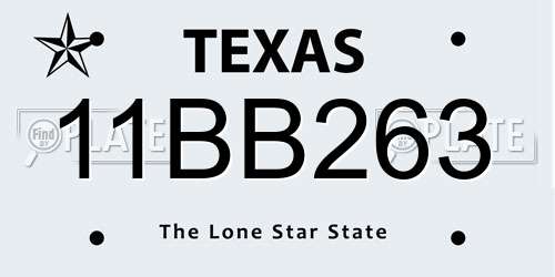 11BB263 Texas License Plate