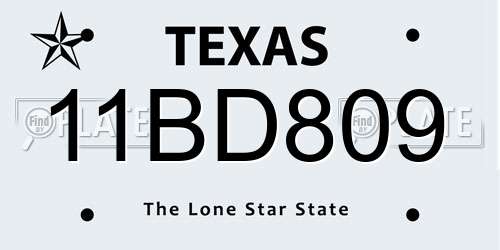 11BD809 Texas License Plate