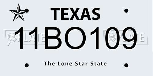 11BO109 Texas License Plate