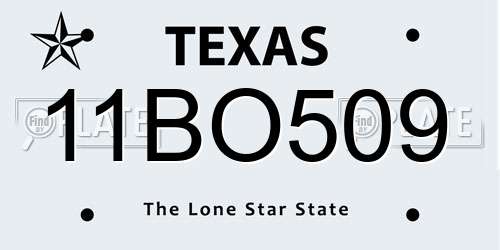 11BO509 Texas License Plate