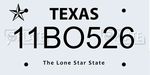 11BO526 Texas License Plate