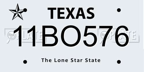 11BO576 Texas License Plate