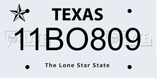 11BO809 Texas License Plate