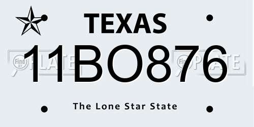 11BO876 Texas License Plate