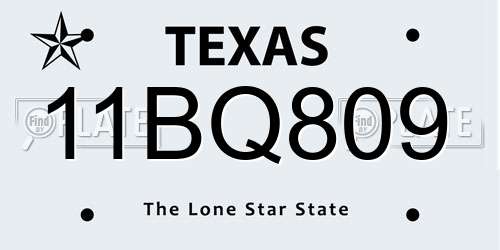 11BQ809 Texas License Plate