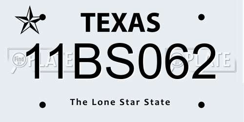 11BS062 Texas License Plate