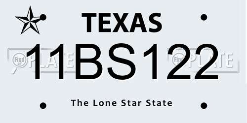 11BS122 Texas License Plate