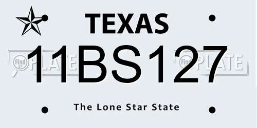 11BS127 Texas License Plate