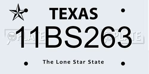11BS263 Texas License Plate