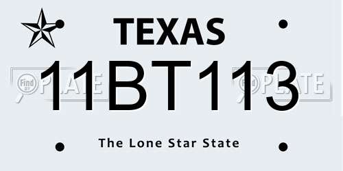 11BT113 Texas License Plate