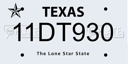 11DT930 Texas License Plate