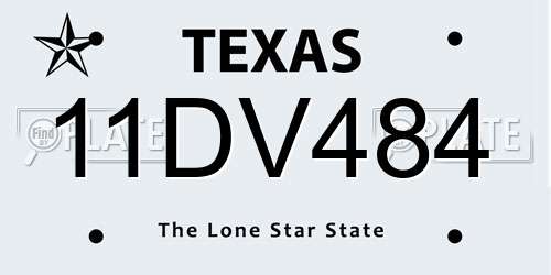 11DV484 Texas License Plate