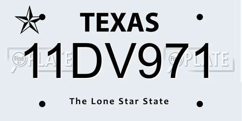 11DV971 Texas License Plate