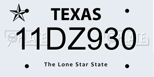 11DZ930 Texas License Plate