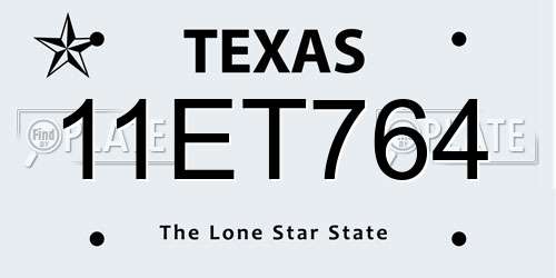 11ET764 Texas License Plate