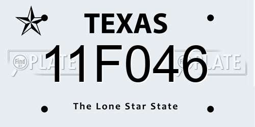 11F046 Texas License Plate