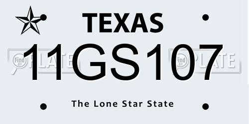 11GS107 Texas License Plate