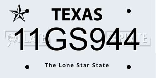 11GS944 Texas License Plate