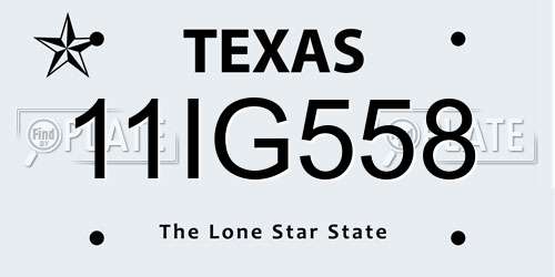 11IG558 Texas License Plate