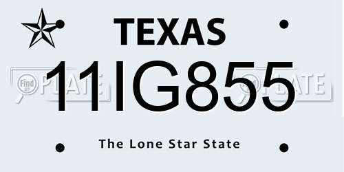 11IG855 Texas License Plate