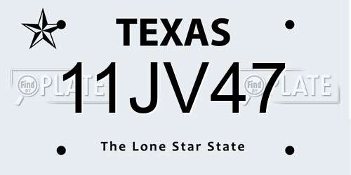 11JV47 Texas License Plate