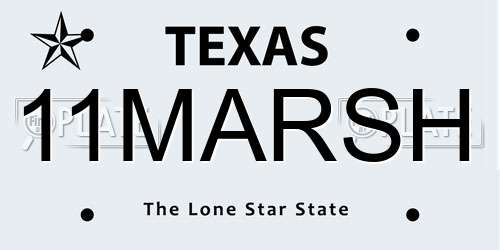 11MARSH Texas License Plate