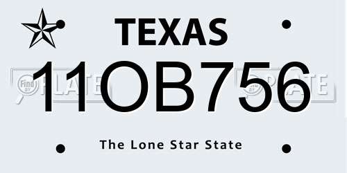 11OB756 Texas License Plate