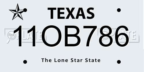 11OB786 Texas License Plate