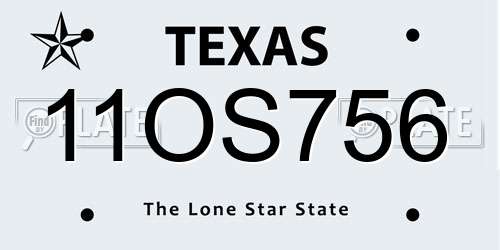 11OS756 Texas License Plate