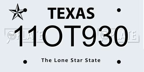11OT930 Texas License Plate