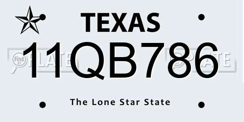 11QB786 Texas License Plate