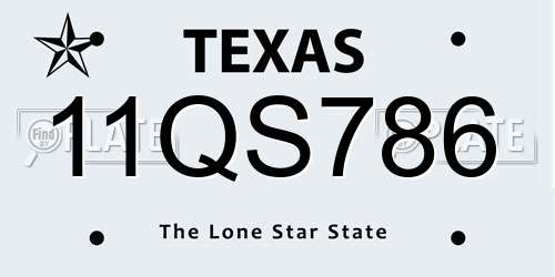 11QS786 Texas License Plate