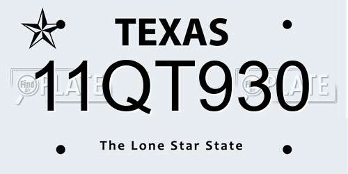 11QT930 Texas License Plate
