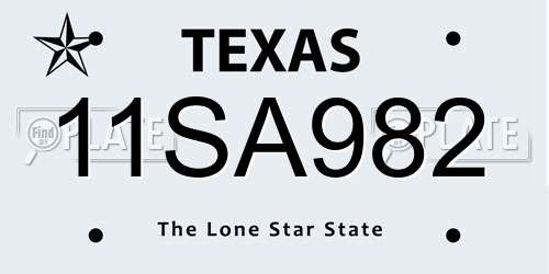 11SA982 Texas License Plate
