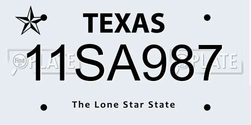 11SA987 Texas License Plate