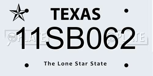11SB062 Texas License Plate