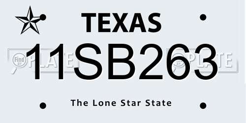 11SB263 Texas License Plate