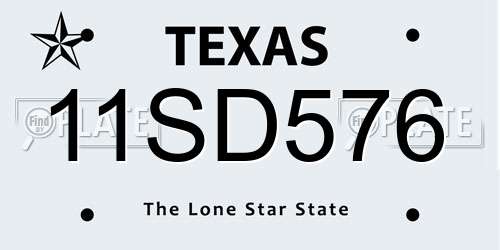 11SD576 Texas License Plate