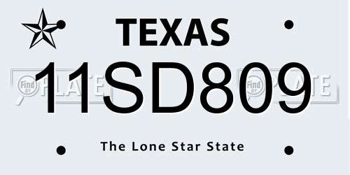 11SD809 Texas License Plate