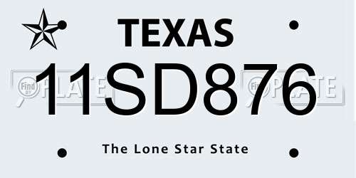 11SD876 Texas License Plate